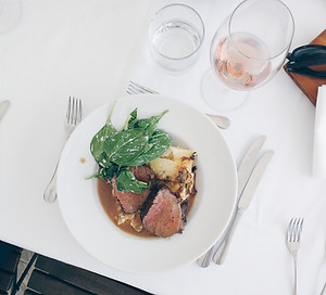 Beef Steak with Spinach and Potatoes
